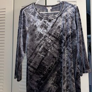 Size 1 chicos long sleeve velvet grey sweater